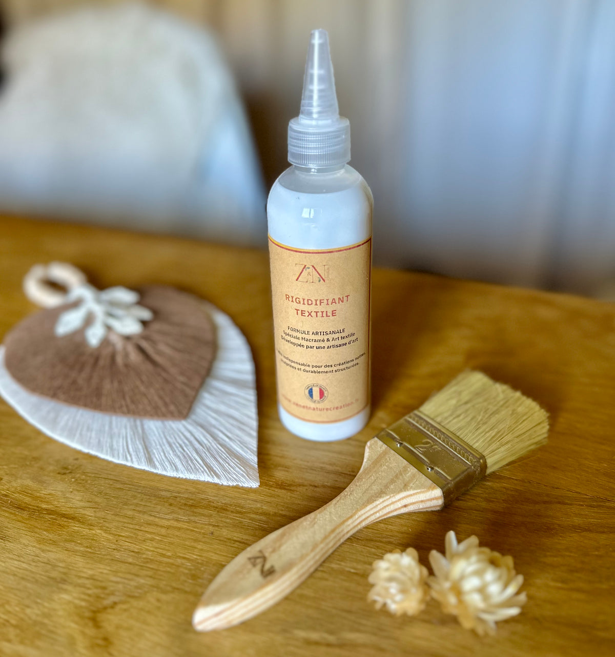 Rigidifiant Textile Artisanal – Spécial Macramé & Art Textile (Flacon 200 ml)