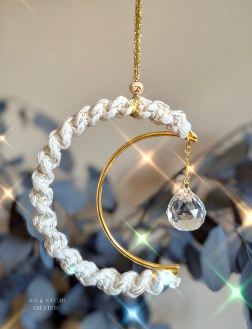 Tutoriel vidéo pas-à-pas - Attrape-soleil Lune en macramé