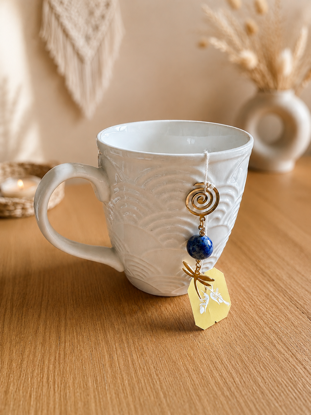 Bijou de Tasse & Lesteur de sachet de Thé / infusion (Charm de Sachet) en Pierre Naturelle