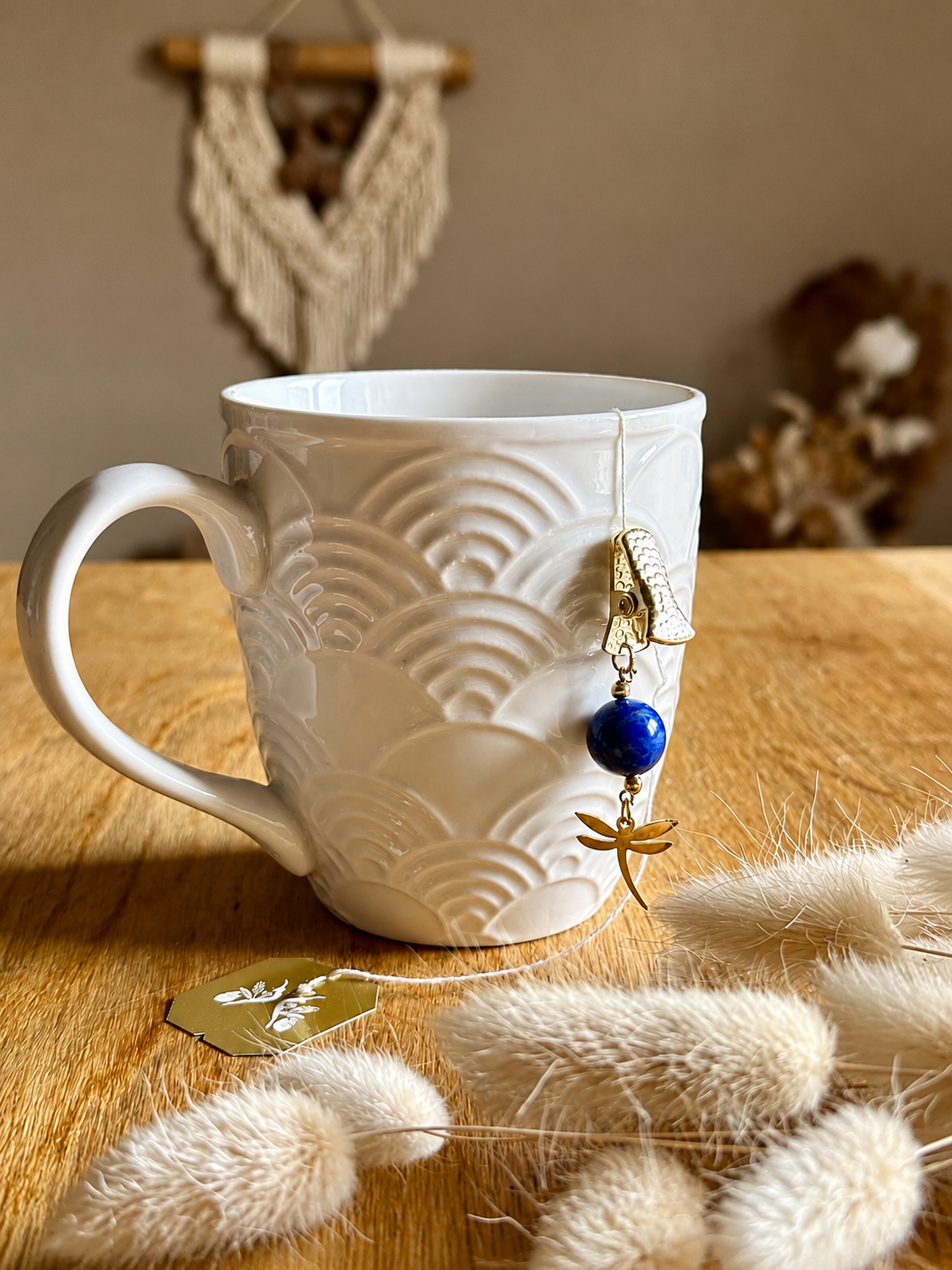 Bijou de Tasse & Lesteur de sachet de Thé / infusion (Charm de Sachet) en Pierre Naturelle