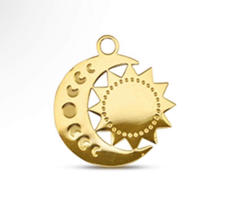 Breloque lune et soleil | Acier inoxydable