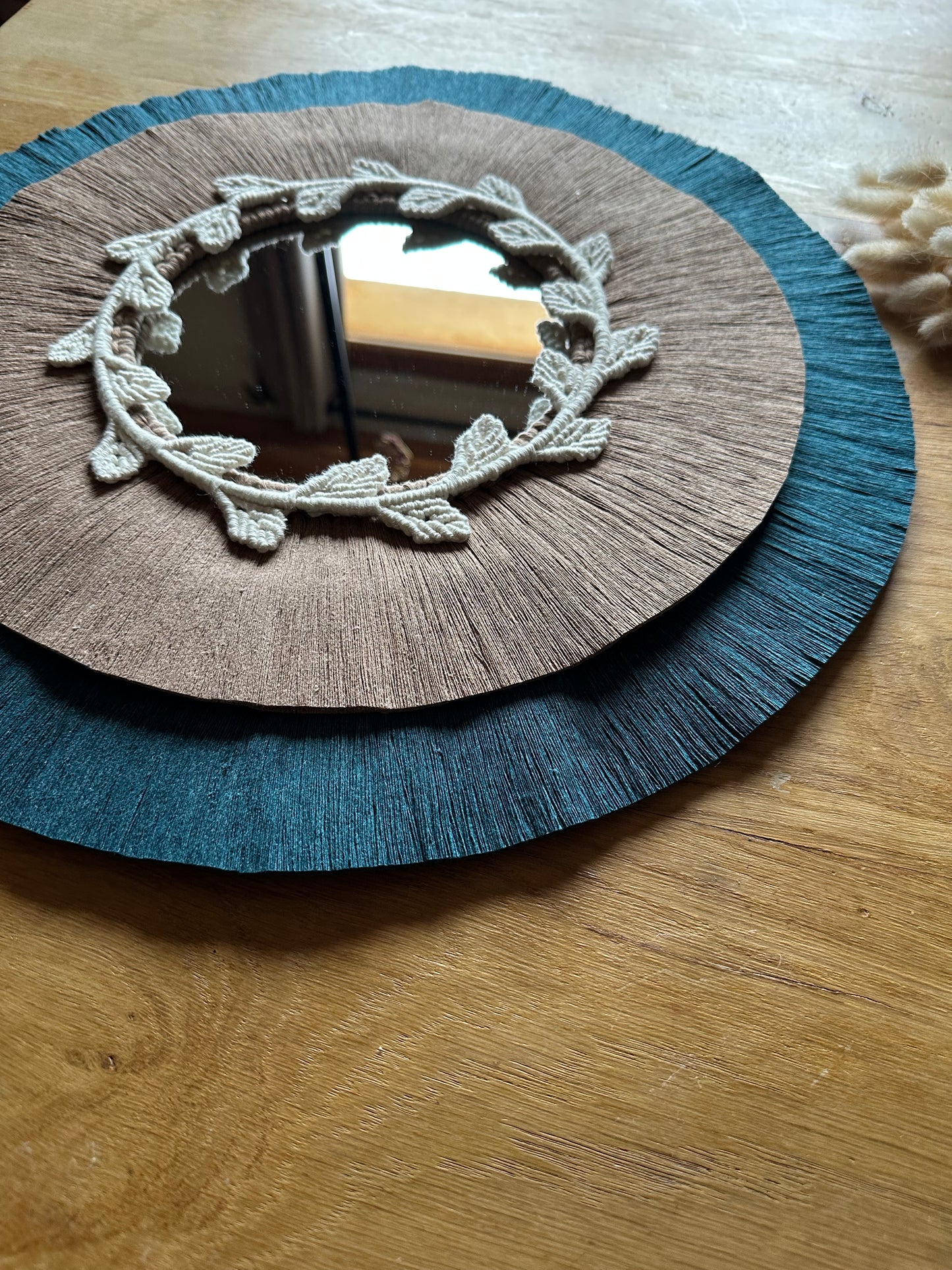 Miroir artisanal Lavanya | macramé | 3 tailles 27cm/38cm/50cm