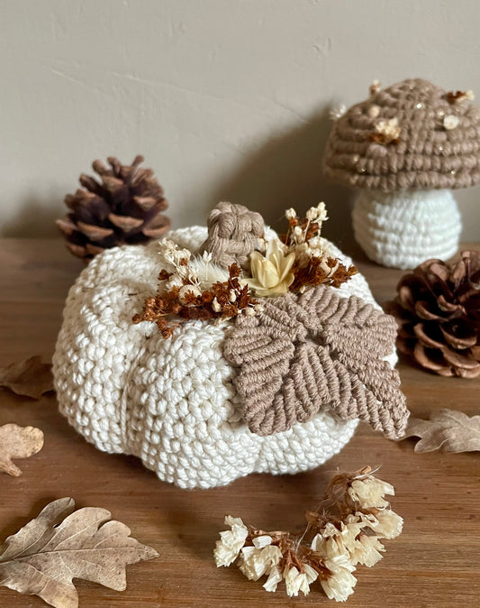 Citrouille enchantée fleurie artisanale | crochet macramé