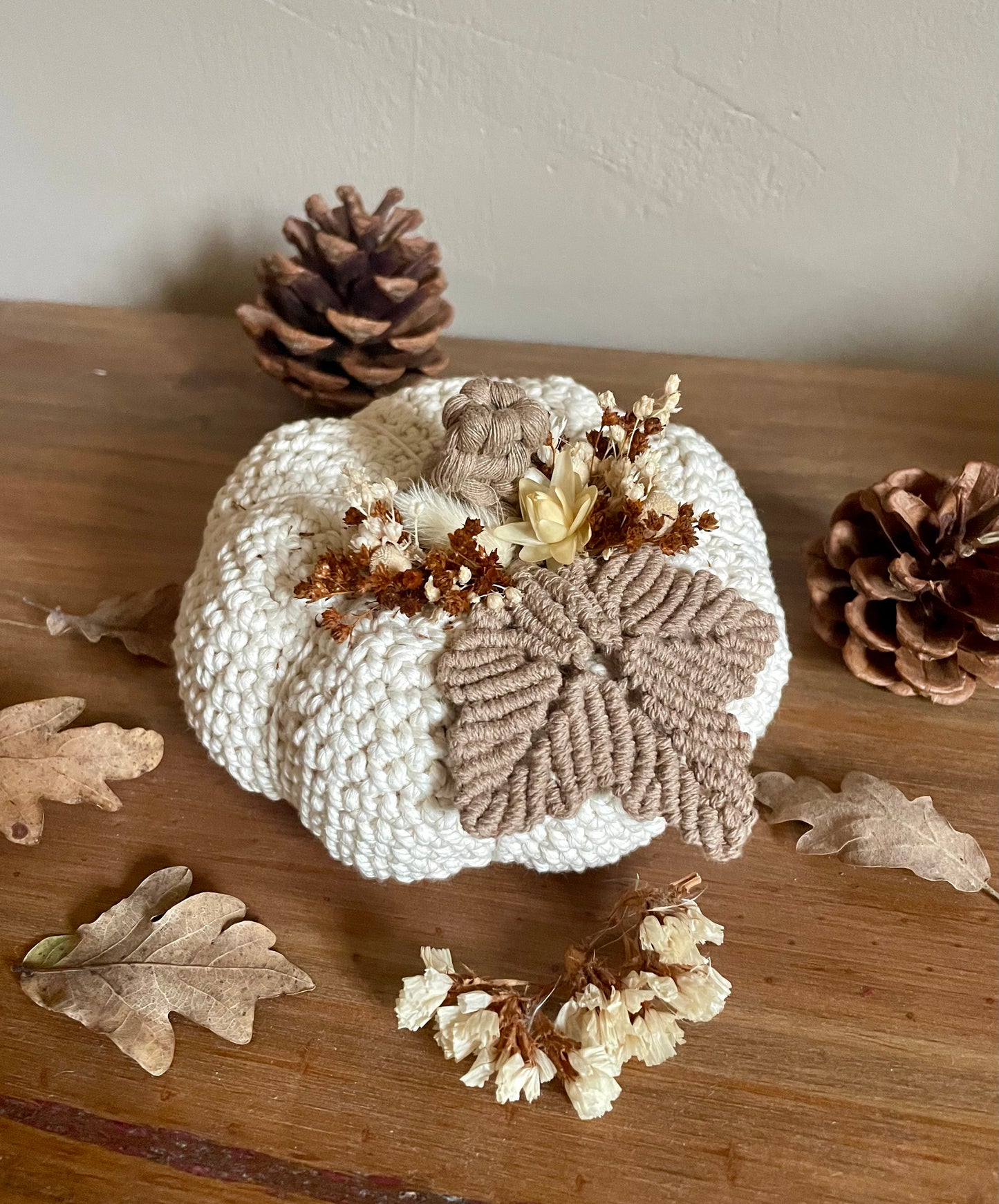 Citrouille enchantée fleurie artisanale | crochet macramé