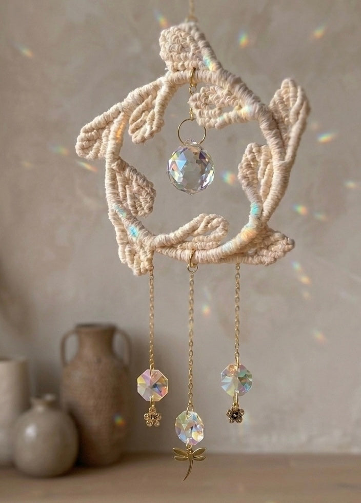 Attrape-Soleil Elio | Macramé en Coton Bio et perles facettées 🌈