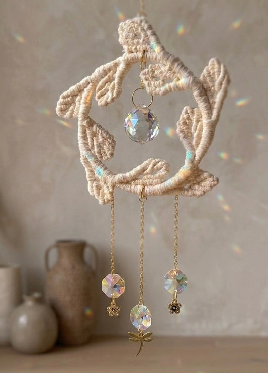 Attrape-Soleil Elio | Macramé en Coton Bio et perles facettées 🌈