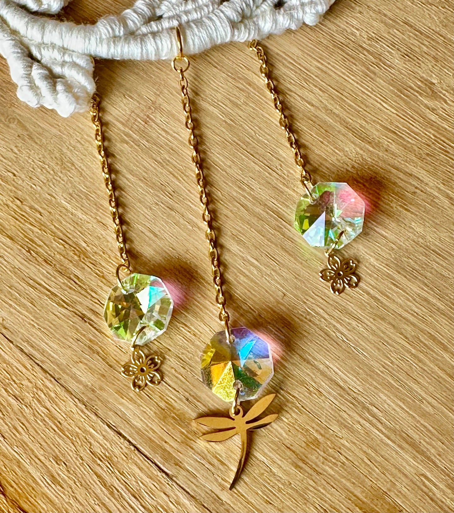 Attrape-Soleil Elio | Macramé en Coton Bio et perles facettées 🌈
