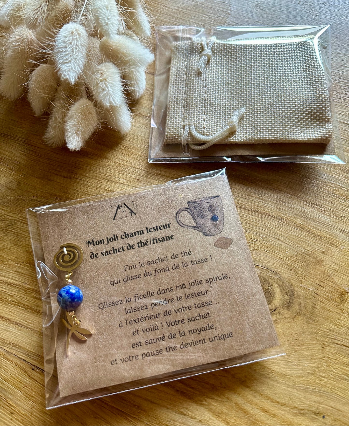 Bijou de Tasse & Lesteur de sachet de Thé / infusion (Charm de Sachet) en Pierre Naturelle