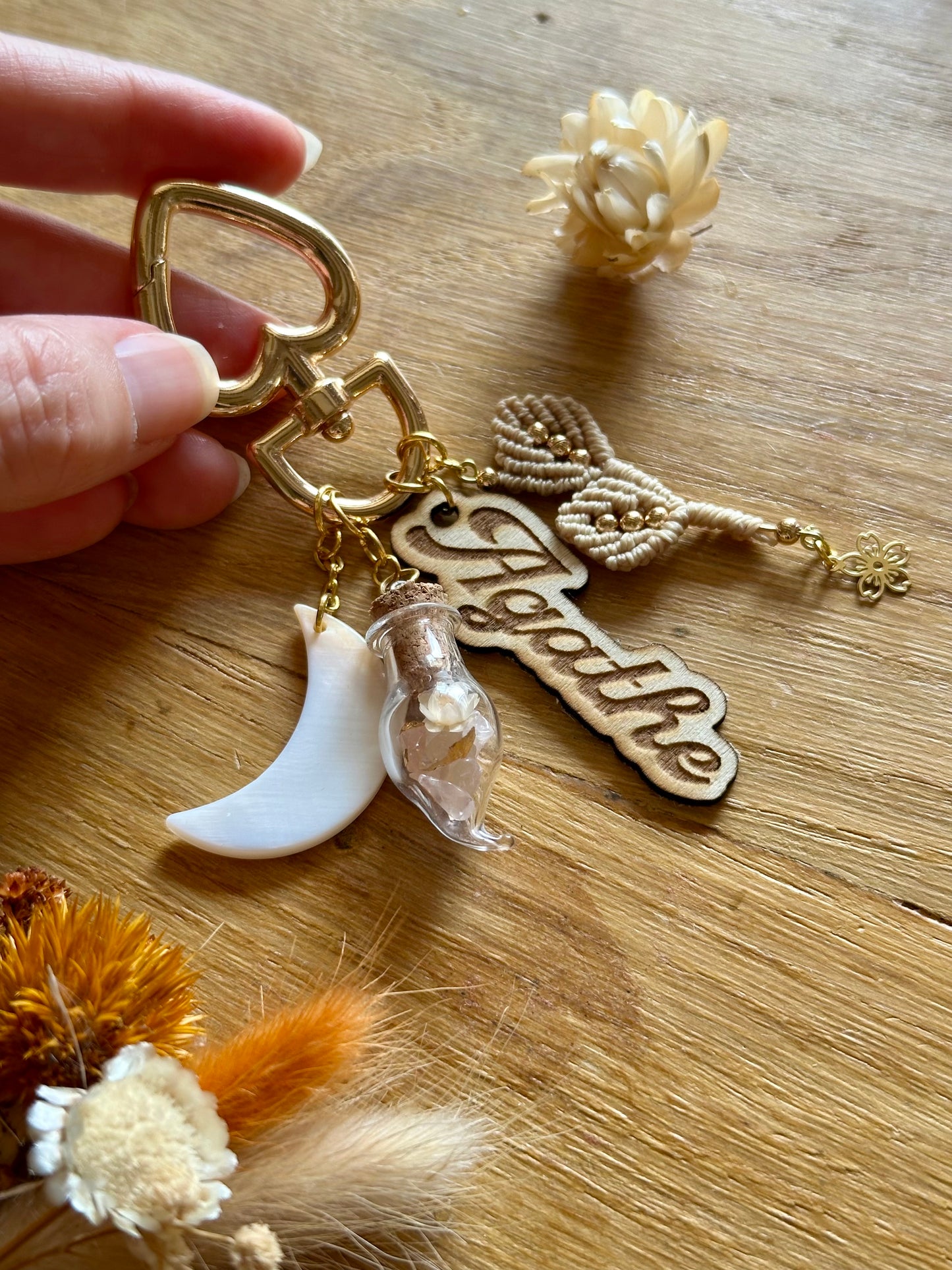 Bijou de sac / porte-clé Sweet | macramé personnalisé