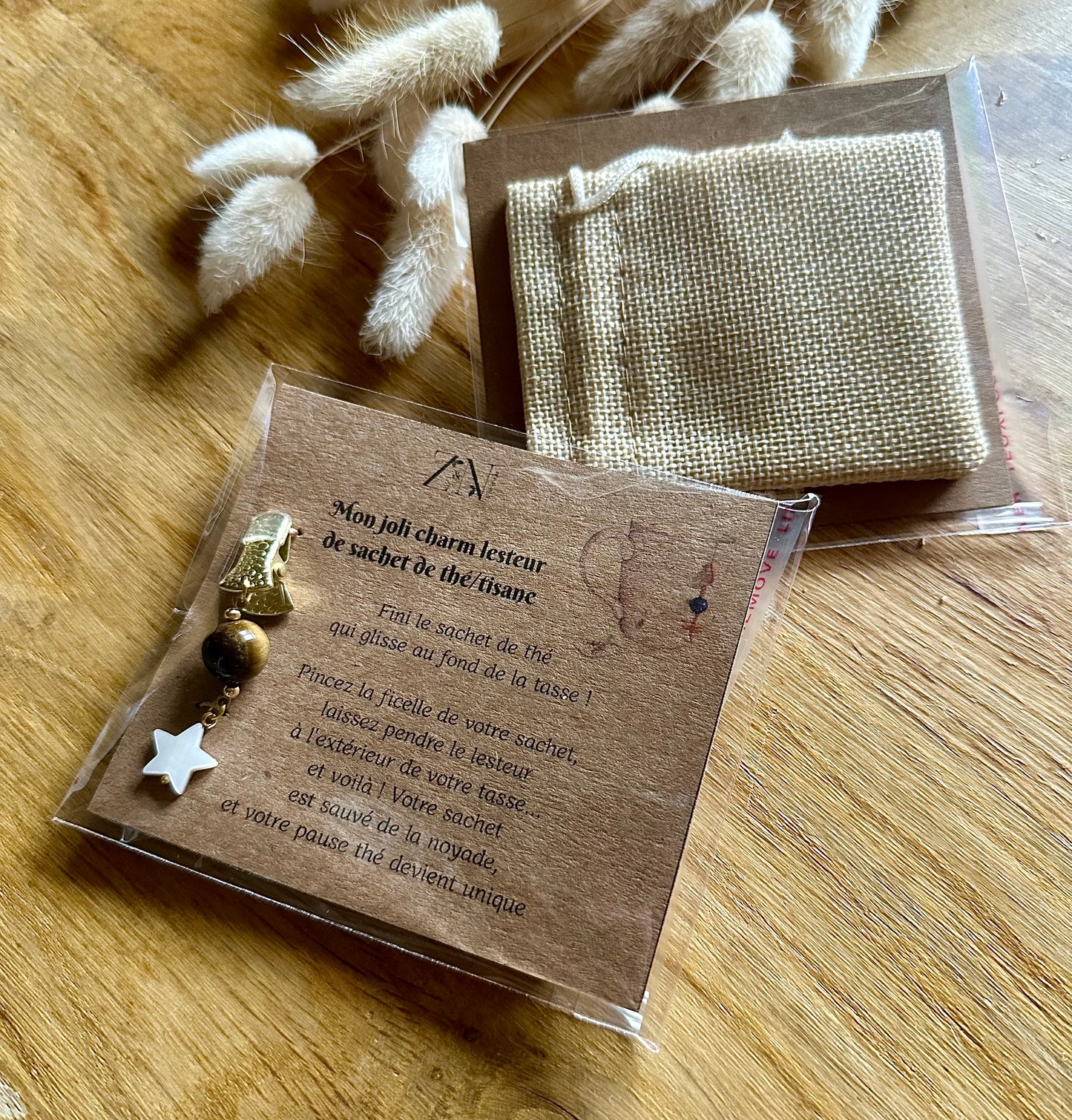 Bijou de Tasse & Lesteur de sachet de Thé / infusion (Charm de Sachet) en Pierre Naturelle