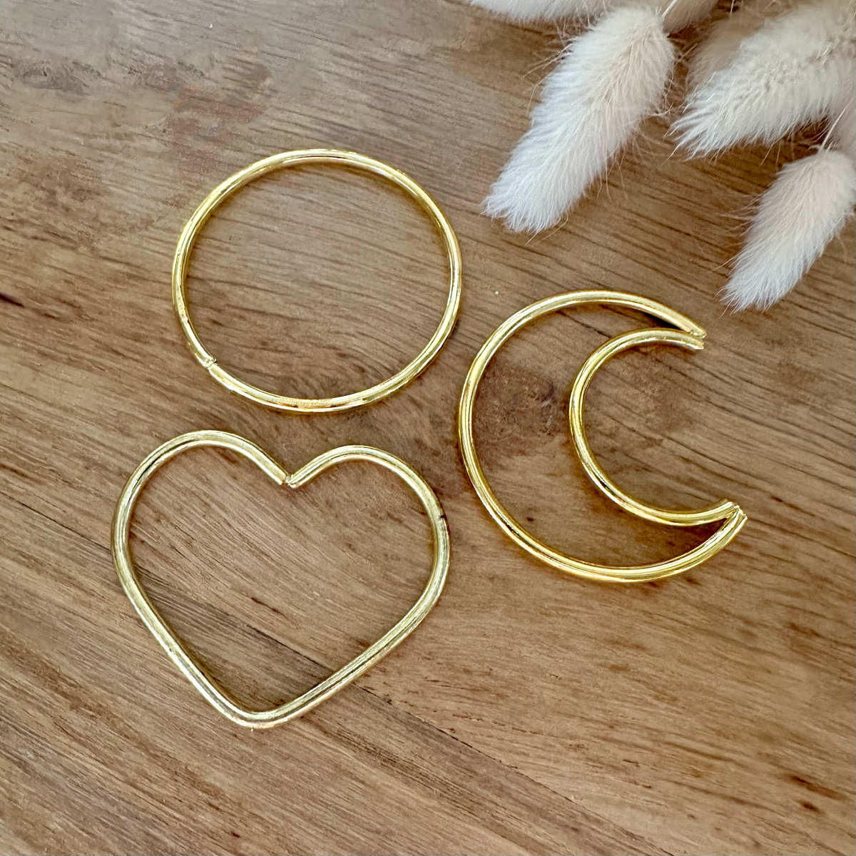 Anneaux Métal Doré 5 cm (Cercle, Lune, Cœur) pour Macramé & DIY