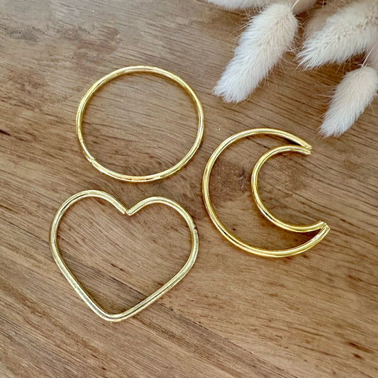 Anneaux Métal Doré 5 cm (Cercle, Lune, Cœur) pour Macramé & DIY