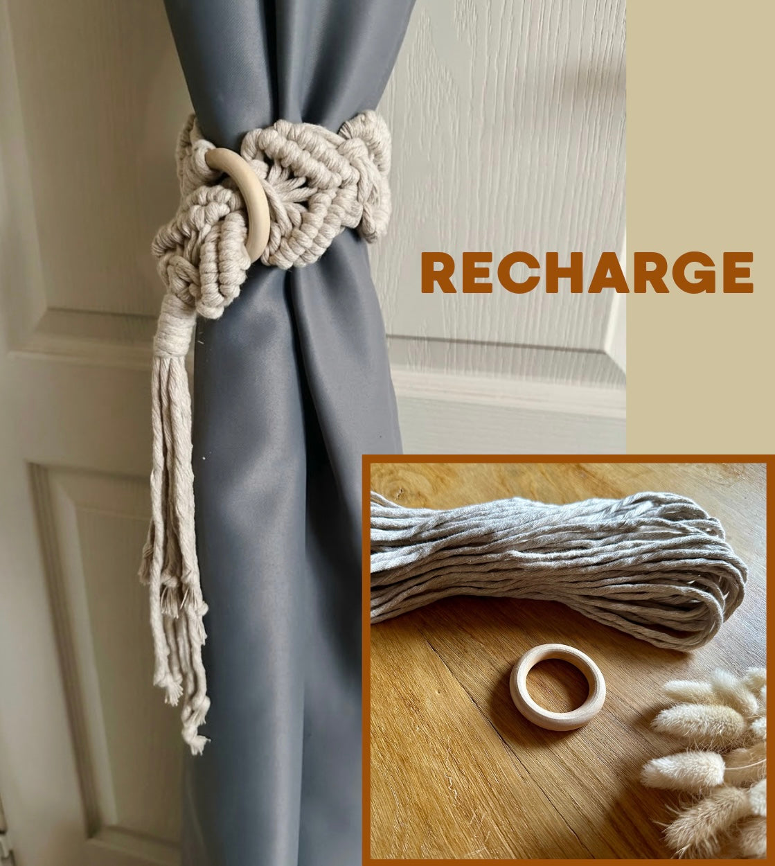 Recharge Kit DIY – Embrasse à Rideau en Macramé