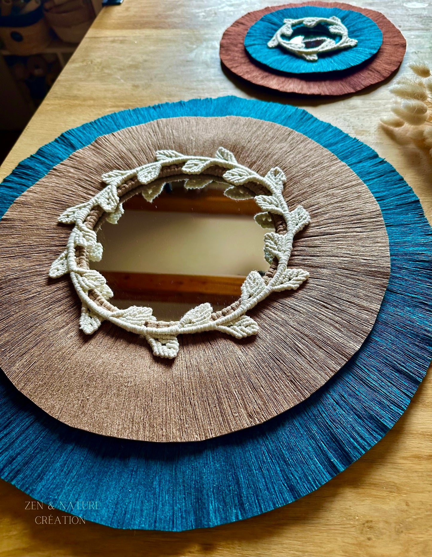 Miroir artisanal Lavanya | macramé | 3 tailles 27cm/38cm/50cm