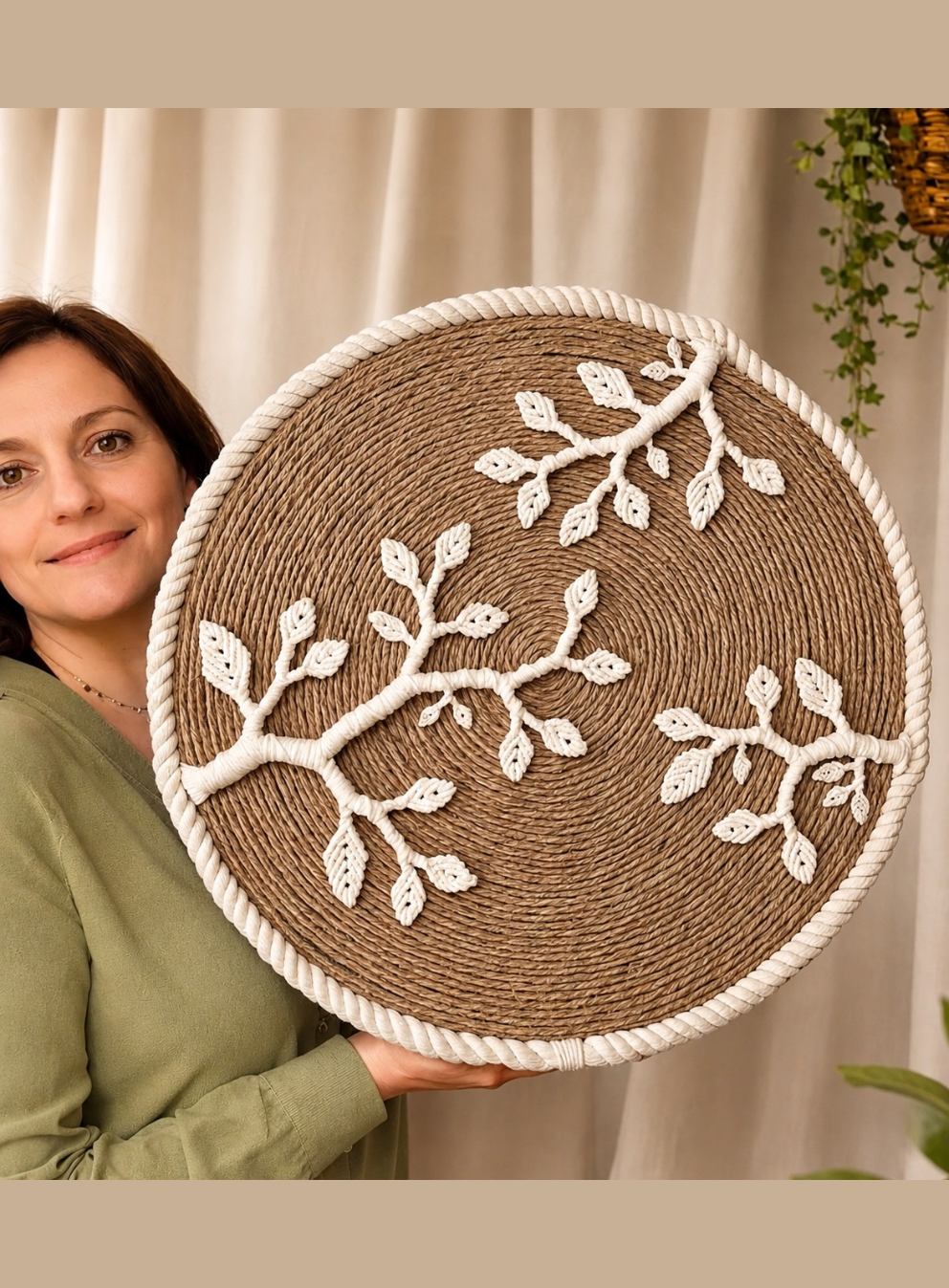 Oréa | Tissage d’art mural artisanal | macramé écru et jute