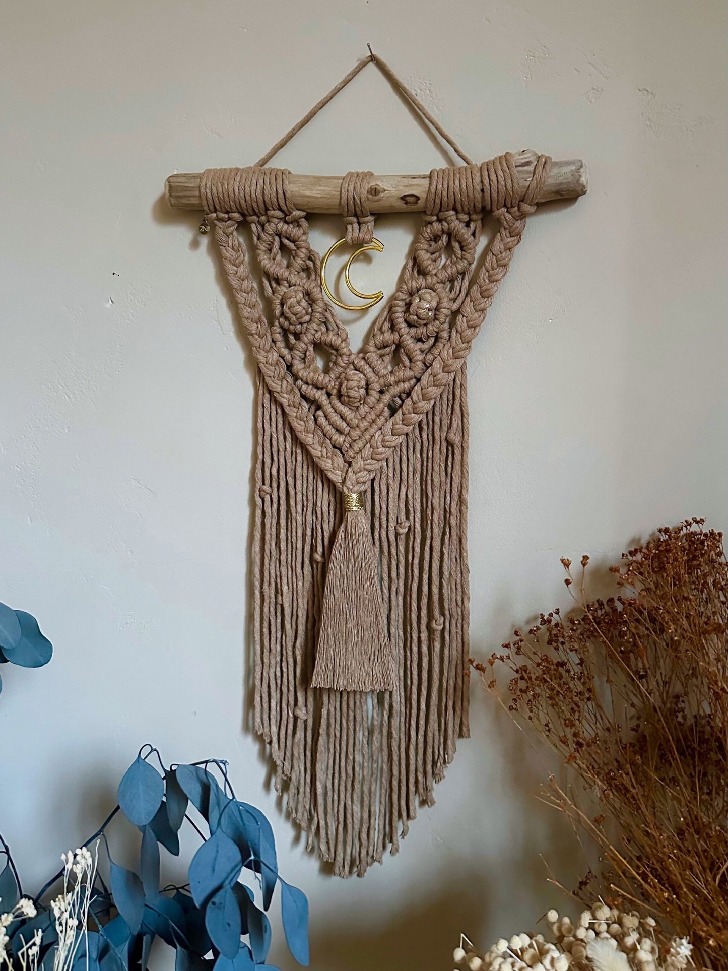 Tissage d'art Wisteria mural en macramé | décoration Bohème
