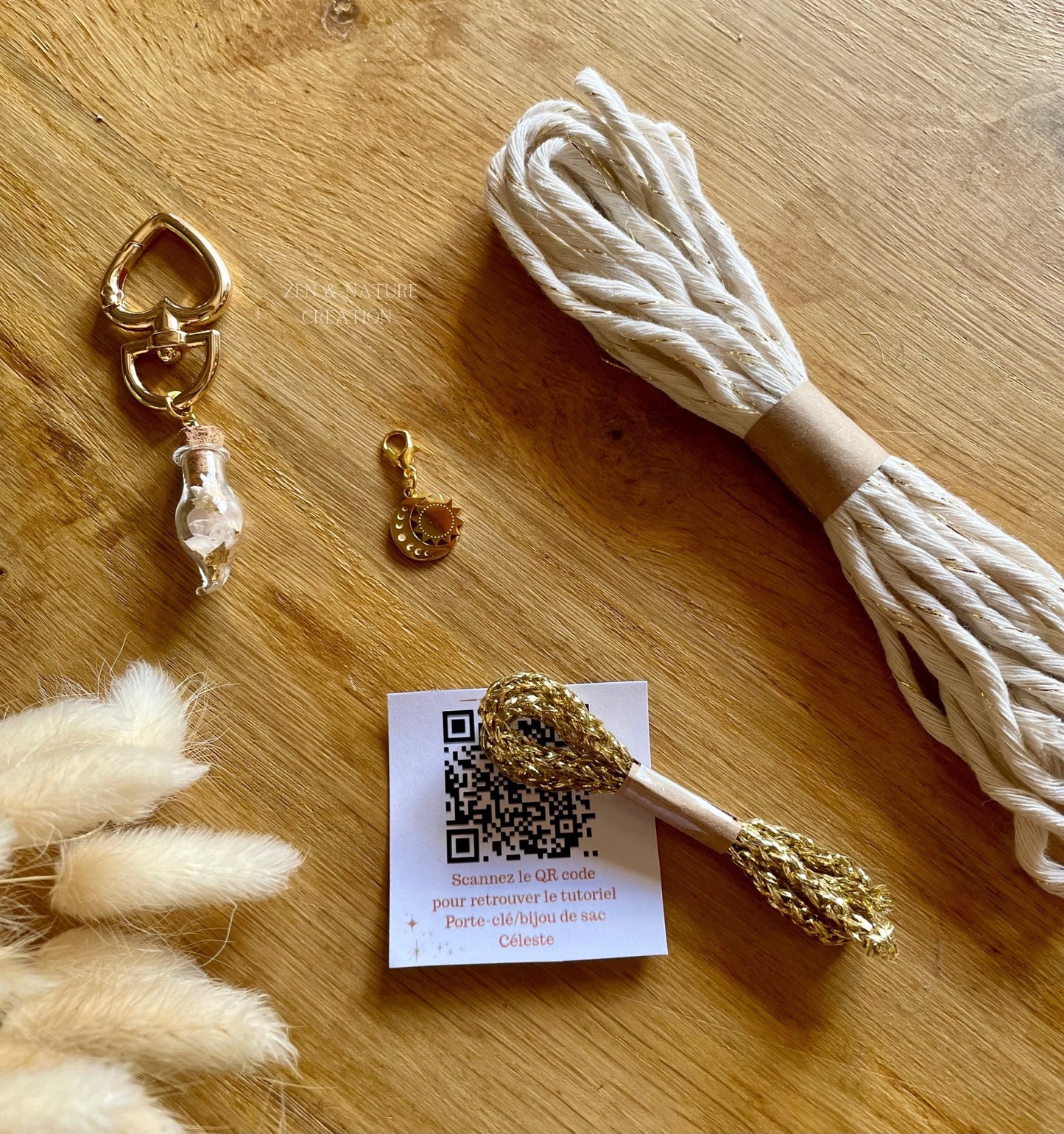 Kit DIY Porte-clé / bijou de sac Céleste en macramé et sa fiole enchantée